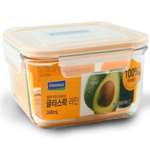 글라스락 내열강화유리 밀폐용기 반찬통 김치통 전자렌지 용기 정사각 4호 2600ml