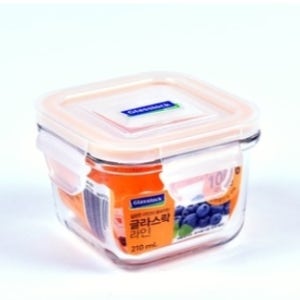 글라스락 내열강화유리 밀폐용기 반찬통 김치통 전자렌지 용기 정사각 5호 210ml