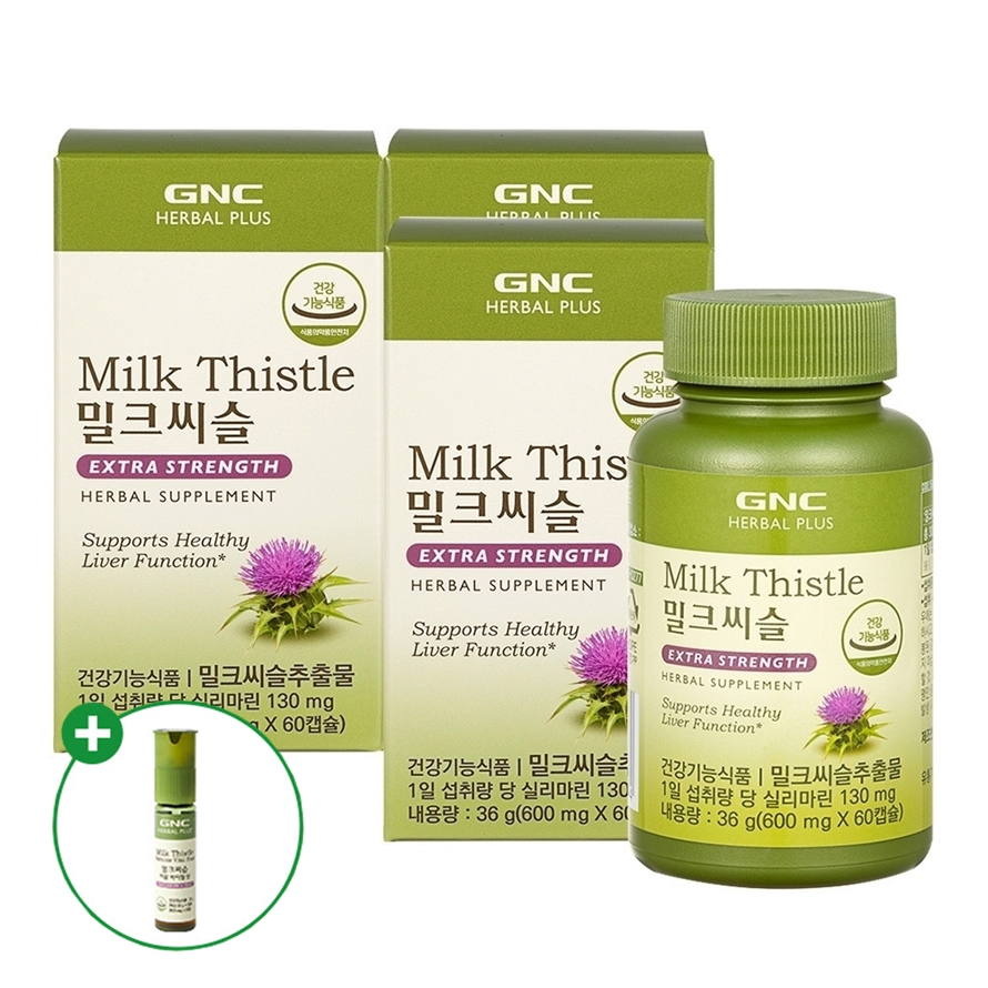 GNC 건강한 <b>밀크씨슬</b> <b>간 건강</b> 실리마린 3박스 3개월분 (밀바샷 1입 증정)