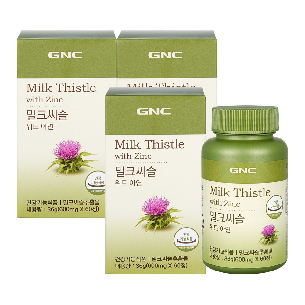 GNC <b>밀크씨슬 위드 아연</b> 실리마린 60정, 3개