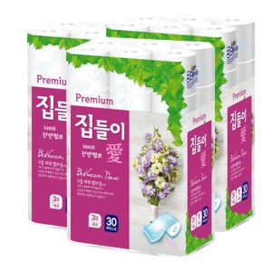 집들이애 천연펄프 두루마리 화장지 3겹 30m 30롤 오래쓰는 휴지 3팩