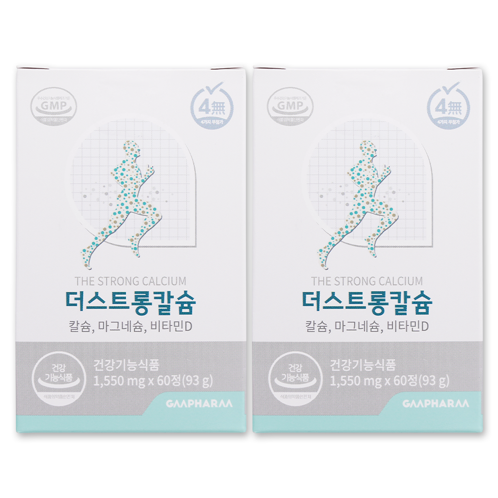 <b>더스트롱 칼슘</b> 마그네슘 비타민D 골다공증 임산부 칼마디 영양제 60정, 2개