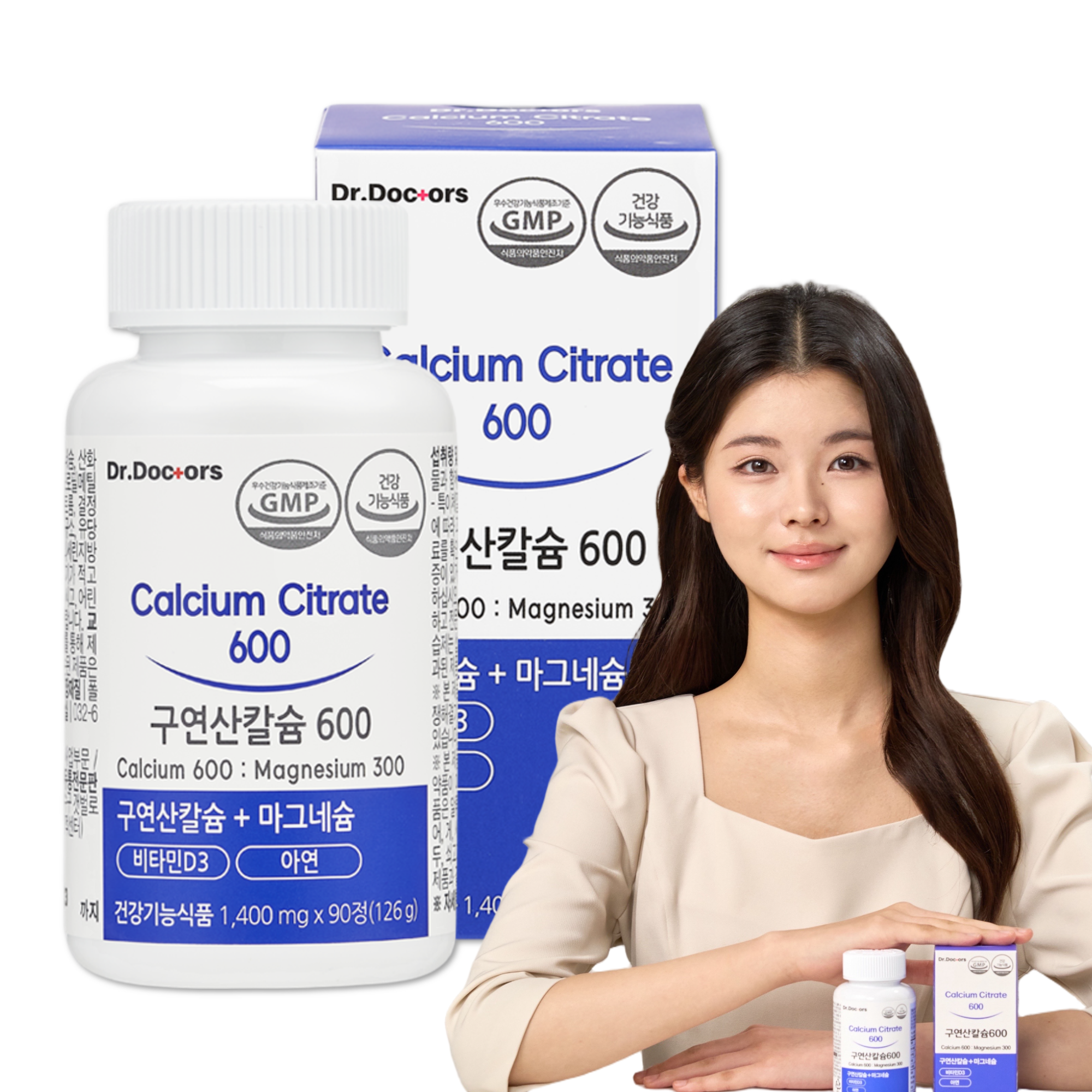 닥터닥터스 구연산 <b>칼슘</b> <b>600</b> 칼마디 아연 비타민K2 90캡슐, 1개