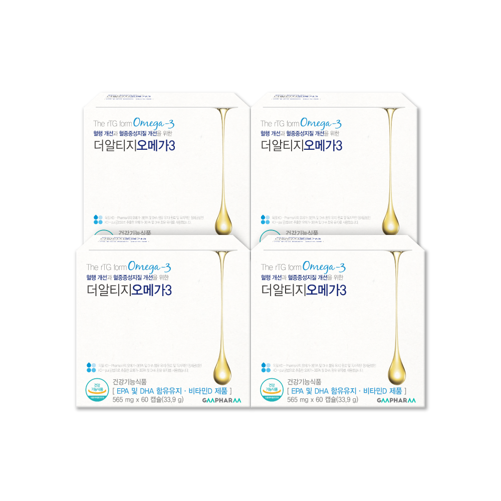 지엠팜 더 알티지 rTG 오메가3 KD파마 초임계 임산부 비타민D 청소년 60캡슐, 4개