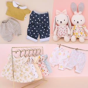 베베라온 인형옷 원피스 바지 상하세트 토끼 곰 애착인형 옷