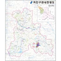 용인 처인구관내도 79x100cm (코팅 소형) 처인구지도 전도 용인시 지도 코리아