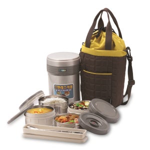 코스모스 국산 스텐 보온 도시락통 일체형 점보 보온도시락 WJ-386