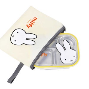 화이트 미피 스텐 식판 가방 도시락 캐릭터 유아 아기 사각 뚜껑식판 국내산 스텐 304