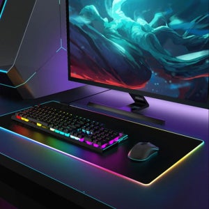 RGB LED 키보드 마우스 게이밍 장패드 방수 4mm 중형