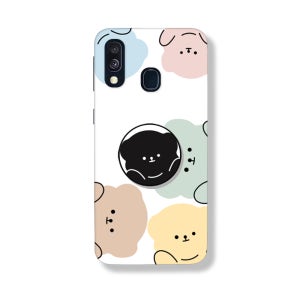 갤럭시 A40 케이스 젤리 그립 톡홀더 스마트톡 세트 베어파티 둥이곰