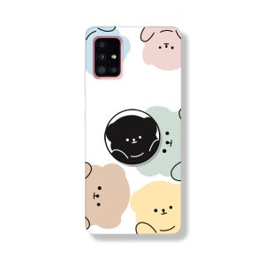 갤럭시 퀀텀 A71 케이스 젤리 그립 톡홀더 스마트톡 세트 베어파티 둥이곰