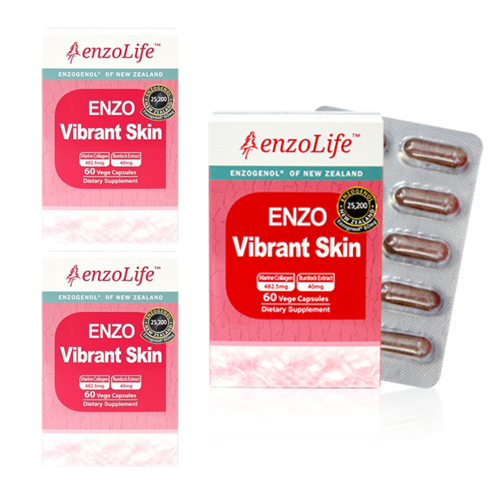 Enzolife Vibrant Skin <b>엔조라이프</b> 바이브런트 스킨 <b>피부</b>영양제 60캡슐 3팩 뉴질랜드