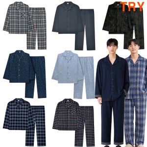 트라이 남자 파자마 잠옷 상하세트 순면 기모 수면 밍크 가을 겨울 홈웨어 빅사이즈115