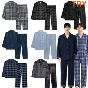 트라이 남자 파자마 잠옷 상하세트 순면 기모 수면 밍크 가을 겨울 홈웨어 빅사이즈115