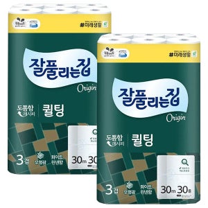 잘풀리는집 퀼팅 도톰한 3겹 미래생활 롤화장지 롤휴지 30m, 30롤, 2팩