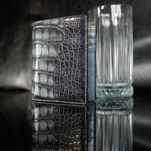 악어가죽 중지갑 손염색 인피니토 남자중지갑