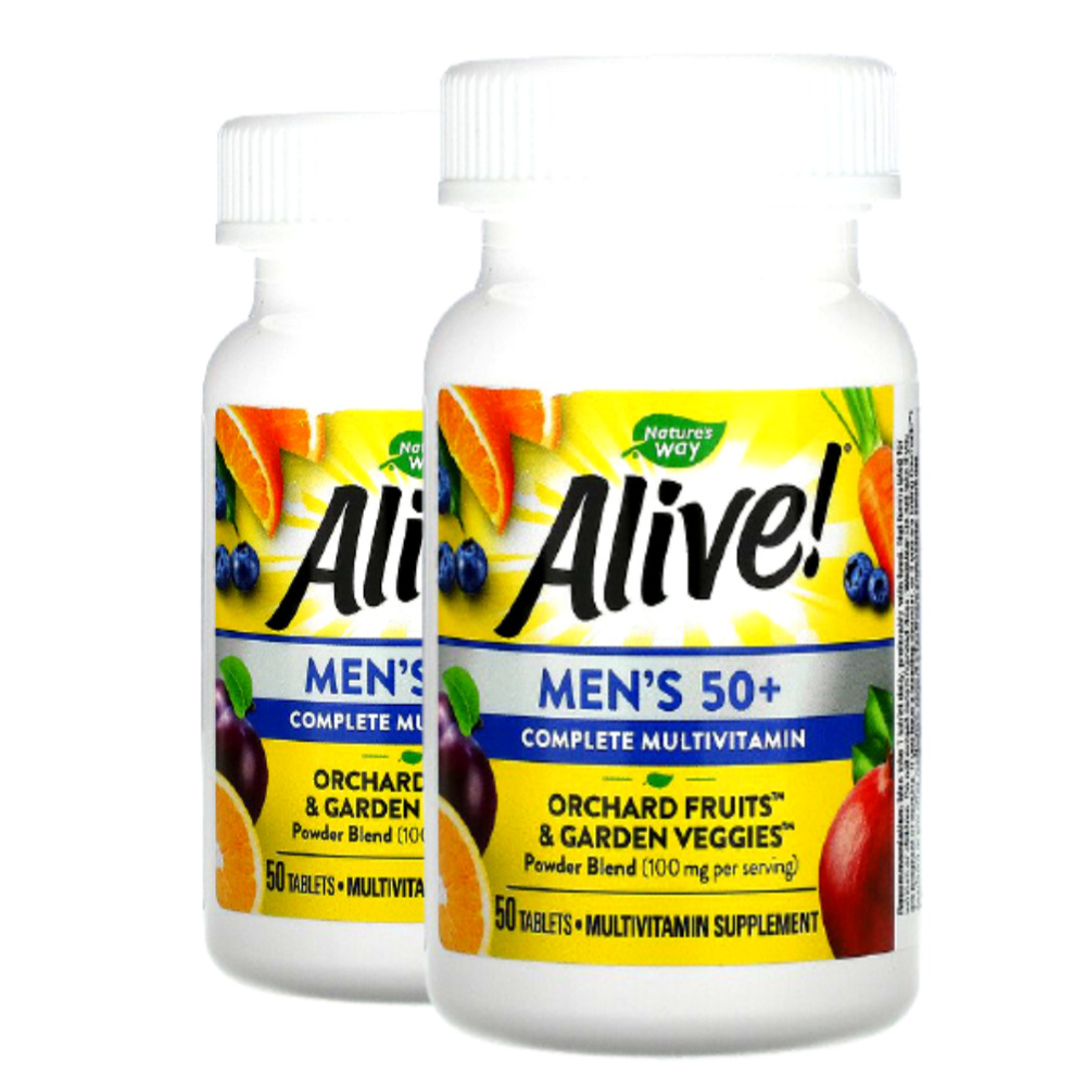 <b>얼라이브</b> 포<b>맨 50</b>플러스 원스데일리 에너지 어라이브 종합 비타민 <b>50</b>정 X 2팩