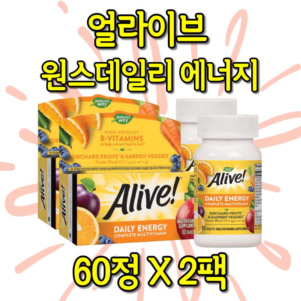 얼라이브 원스<b>데일리</b> 에너지 <b>비타민 포우먼</b> 포맨 어라이브 종합 <b>비타민</b> 60정 X 2팩