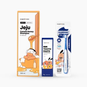 [정글몬스터 강아지 고양이 애견 치약 + 칫솔 + 샴푸 세트] 소형견 중형견 입냄새 치석 양치 목욕 피부병