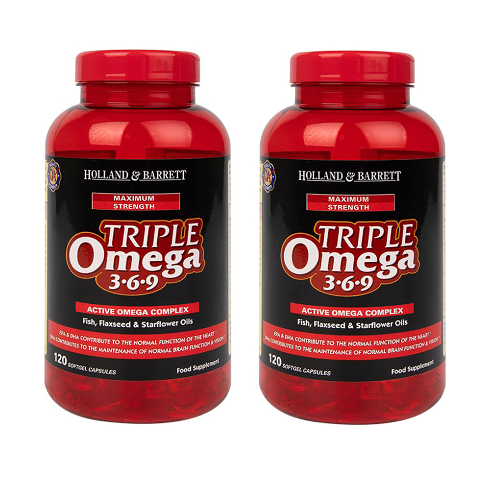 영국 홀랜드앤바렛 맥시멈 트리플 <b>오메가3</b> <b>6</b> <b>9</b> 3232mg 120정 2병