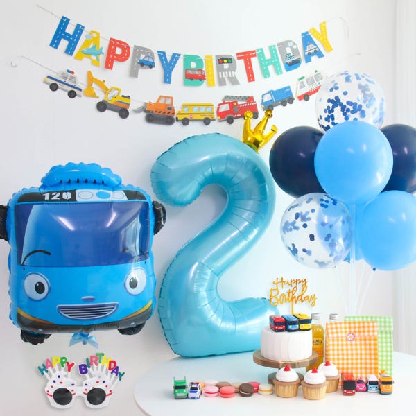타요풍선 생일파티세트 두돌생일상 자동차가랜드 풍선스탠드