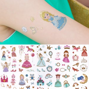 니즈엘 KC 어린이 금박 타투 스티커 반짝이 판박이 헤나 꾸미기 여아 공주(10장)