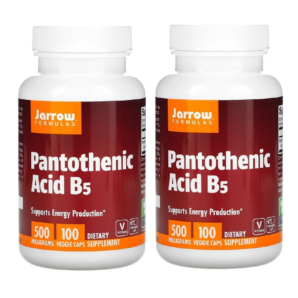 Jarrow Formulas <b>판토텐산</b> B5 500mg 100캡슐 x2병 Pantothenic Acid B5 500mg