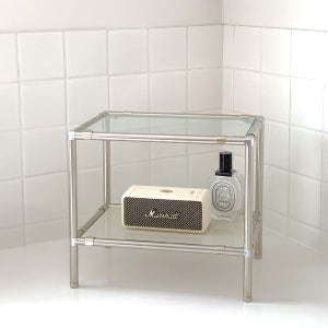 비햅핀 모듈가구 모듈 2단 미니 선반 화장대 소품 정리대 보관함 화장품정리함 유리 협탁