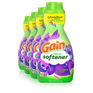 게인 섬유 유연제 1.23L 4팩 문라이트 브리즈 Gain Liquid Fabric Conditioner (Fabric Softener), Moonlig