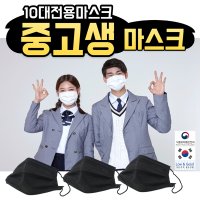 국산 중학생마스크 청소년 중형 블랙 마스크 100매