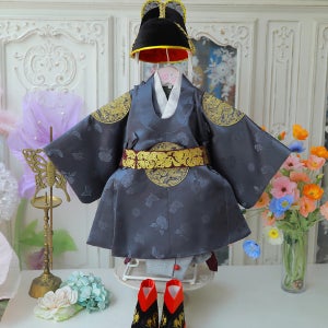 곤룡포 진회색 남아 돌한복 세트(익선관+목화+띠+곤룡포)