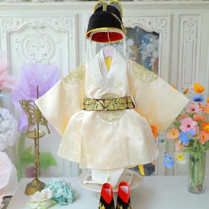 곤룡포 아이보리 남아 돌한복 세트(익선관+목화+띠+곤룡포)