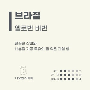 [당일 로스팅]브라질 옐로 버번 마일드한 코코아 느낌 200g 네오빈스 커피