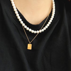 빈티지 레이어드 천연 담수진주 목걸이