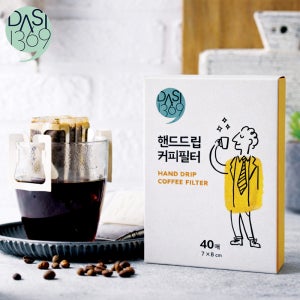 걸개형 핸드드립 커피필터 여과지 40매입 드립백 거치형 컵거치 40매, 5개