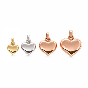 14k 18k 통통 하트 팬던트 목걸이 - 4size 여성 롱 로즈골드 체인 선물 볼드