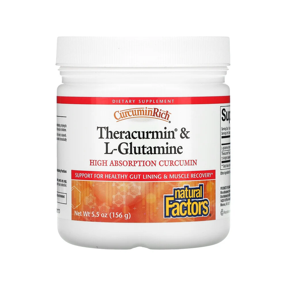 내츄럴팩터스 CurcuminRich <b>커큐민 리치 테라큐민</b> 및 <b>L</b> <b>글루타민</b>, 5.5oz(156g)