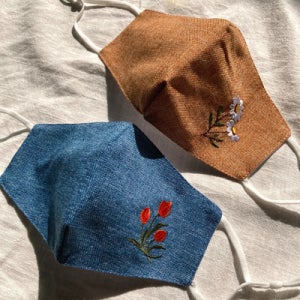 이도공예 면 마 꽃자수 패션 한복 혼주 필터교체형 새부리형 귀편한 마스크