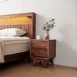 고무나무 침대 협탁 미니협탁 2단협탁 낮은서랍 선반 수납