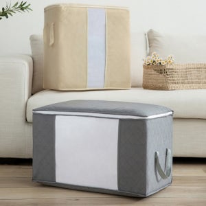 룰루홈 수납정리함 리빙박스 옷 이불 정리함 패브릭 투명 대형 펜트리 보관함 2개