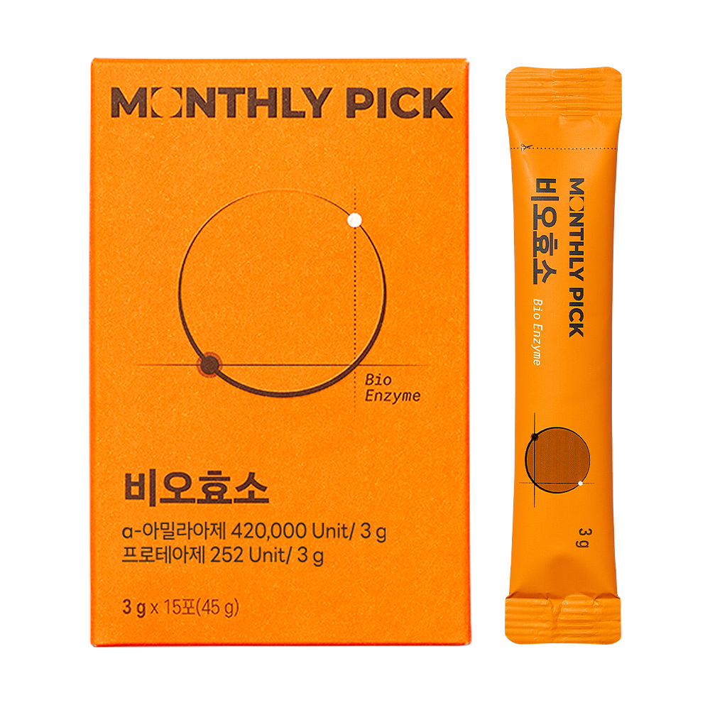 <b>먼슬리픽</b> 비오<b>효소</b> 인절미맛 1박스 곡물 발효 소화 <b>효소</b> 3g x 15포