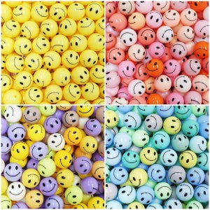 파랑새97 14mm 옐로우 빅 스마일볼 구슬 핸드폰 스트랩 키링 부자재 폰스트랩