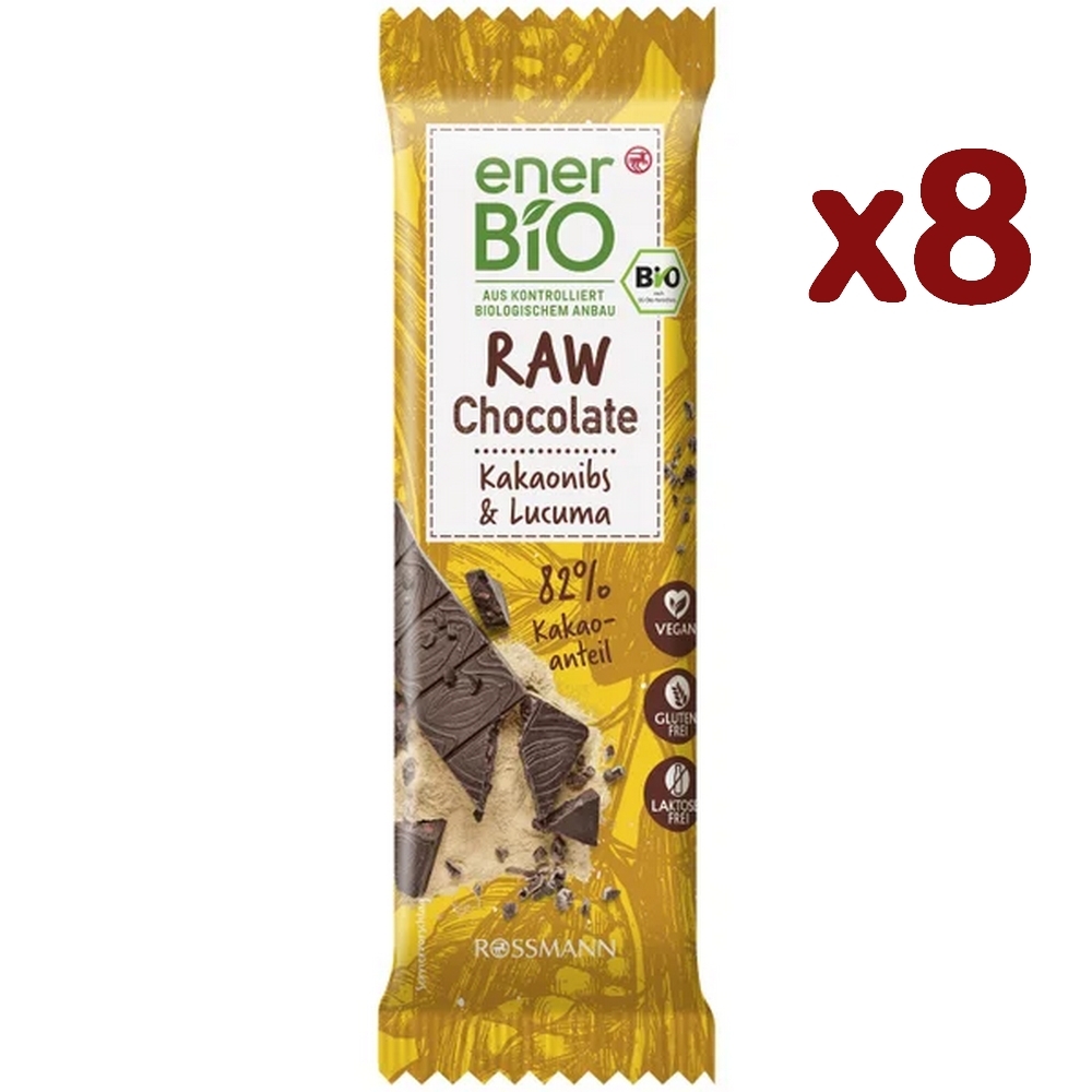 EnerBiO 생초콜렛 <b>카카오</b> 닙스 루쿠마 33g x8개 <b>Raw</b> Chocolate Kakaonibs Lucuma