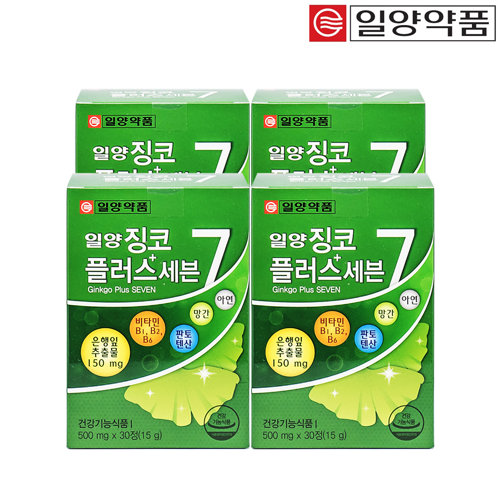 일양약품 징코플러스 아연 영양제 <b>은행잎추출물</b> 혈액순환 빌로바 30정, 4개