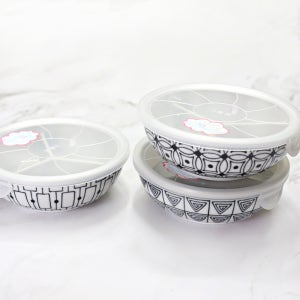 MAZE 세칸나눔 찬통 3종 도자기 찬기 전자레인지