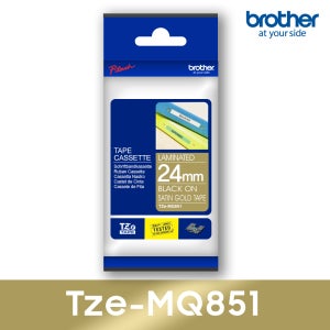 브라더 한국 총판 Tze-MQ851 정품 라벨테이프 (샤틴골드바탕/흰색글씨/24mm)