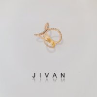 JIVAN 블링 큐빅 골드 볼드한 크로스 나비 엄지반지 14K 18K