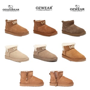 호주 오즈웨어 클래식 울트라미니 앵클 숏 시어링 로고 퀼팅 플랫폼 어그 부츠 성인 키즈