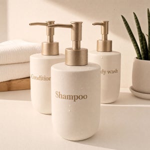 욕실디스펜서 샴푸통 도자기용기 세라믹용기 홈스토킹 370ml 도자기 욕실 샴푸 디스펜서