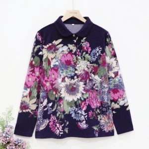 할머니겨울옷 기모국화꽃카라티70대80대90대